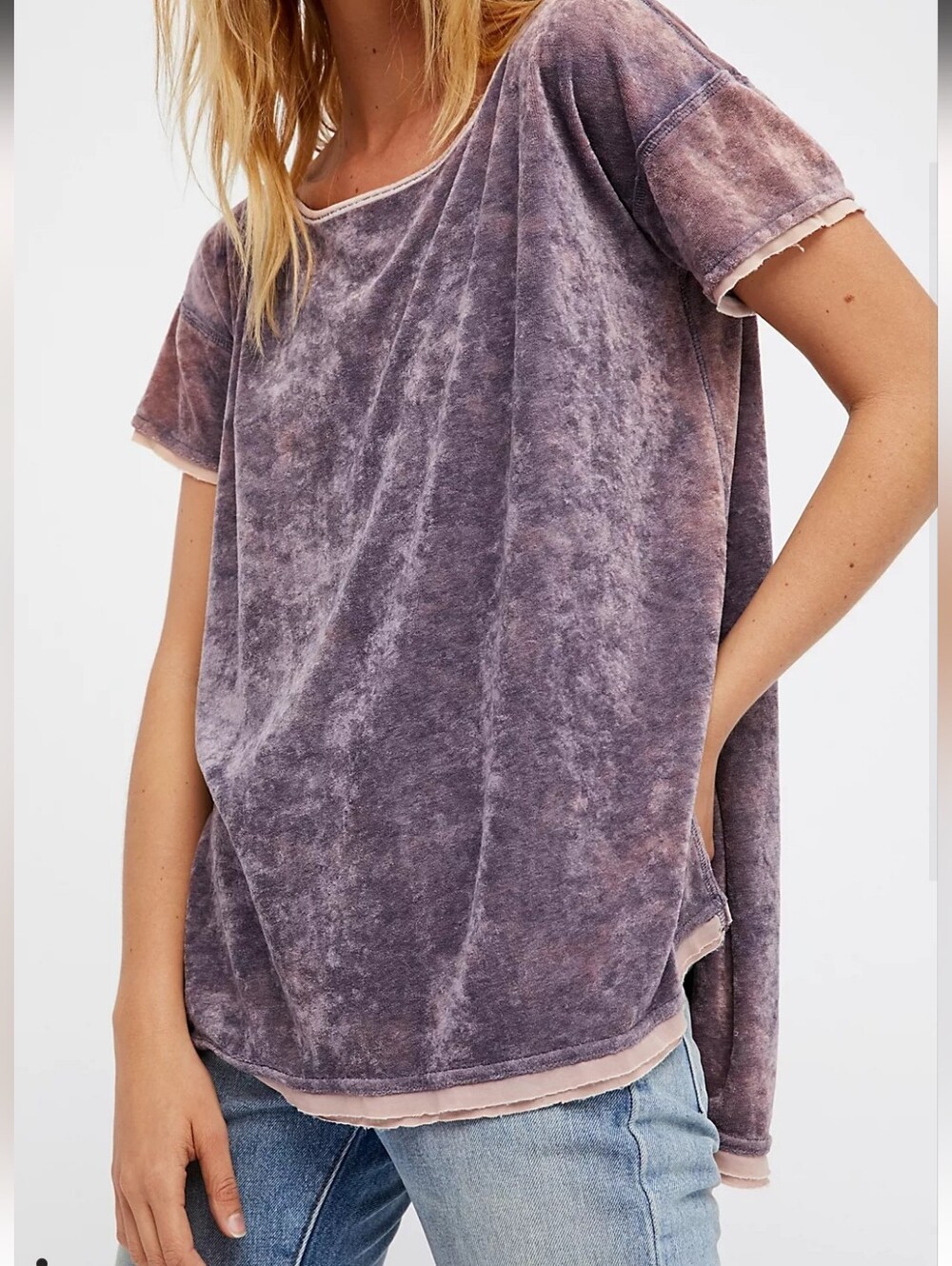 We The Free Doran Tee Sz XS Oversized Slouchy Scoop Neck Casual Whimsygoth